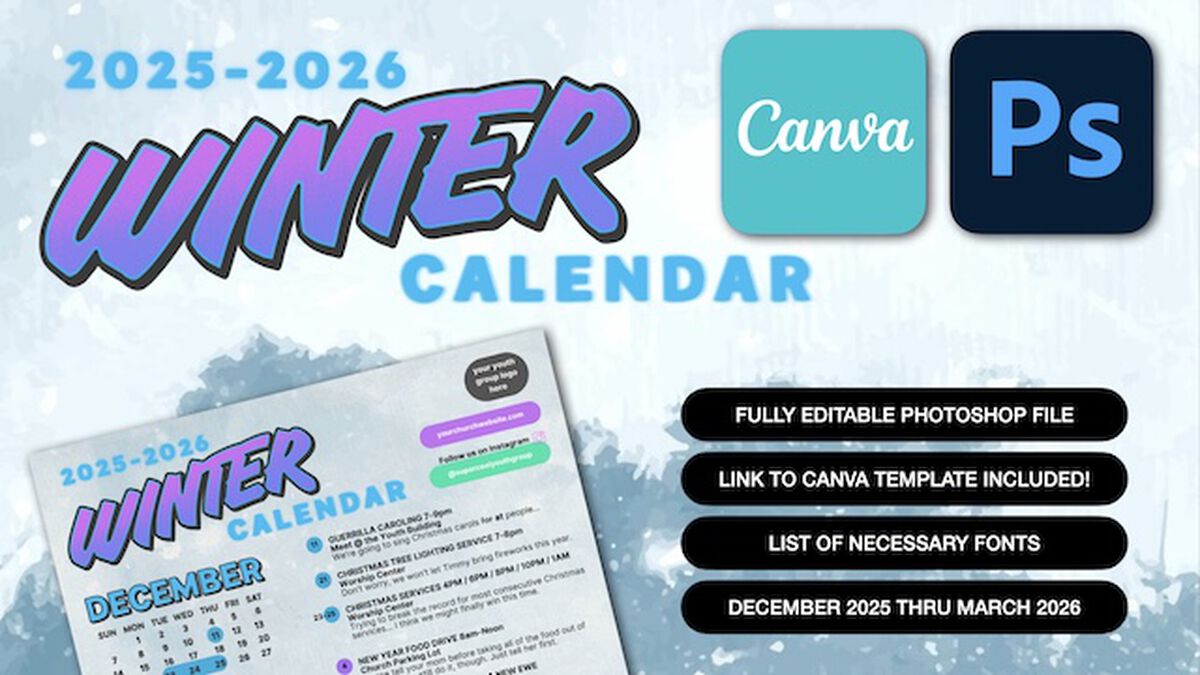 2025-2026 Editable Winter Calendar image number null